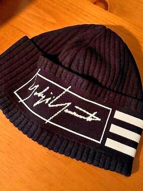 Y-3 Black & White Knit Beanie Like New